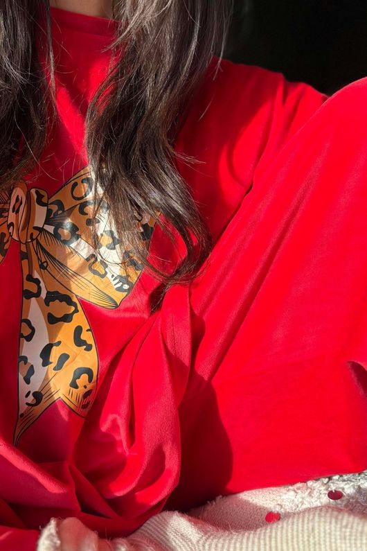 Binky Bow Soft Stretch Velour Lounge Suit Ruby